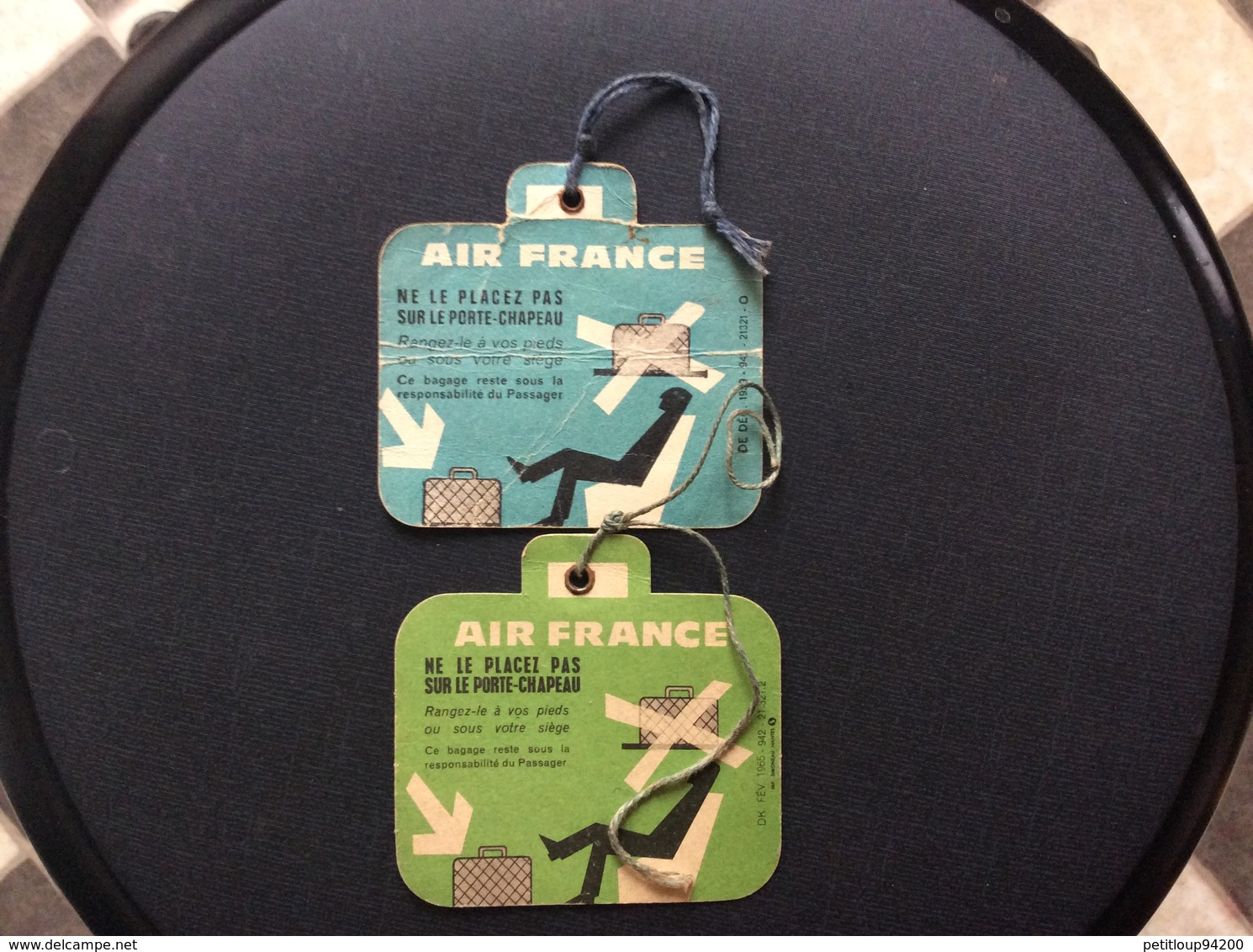2  ETIQUETTES  A  BAGAGES  Air France  ANNÉES *1959 *1965 - Baggage Labels & Tags
