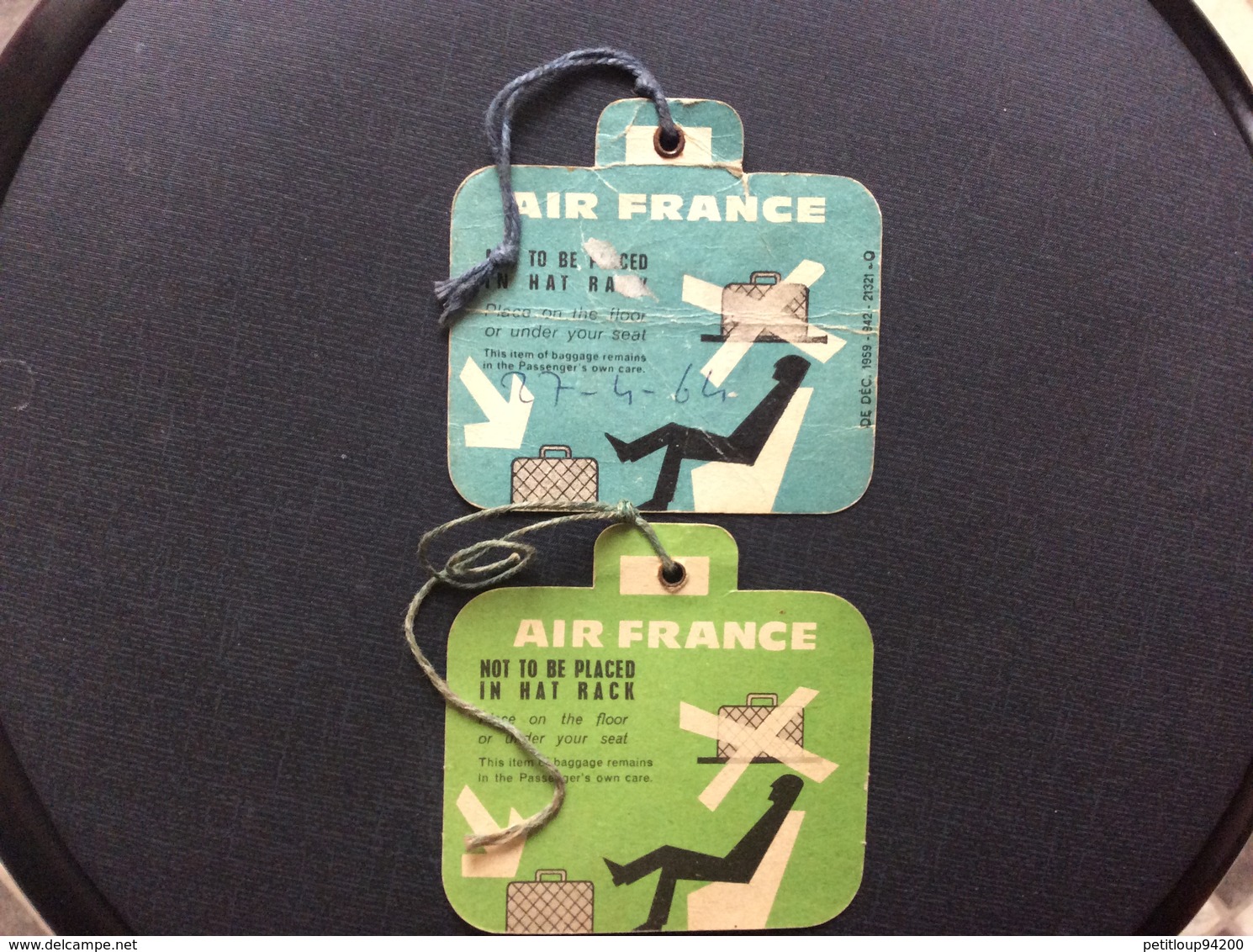 2  ETIQUETTES  A  BAGAGES  Air France  ANNÉES *1959 *1965 - Etiquetas De Equipaje