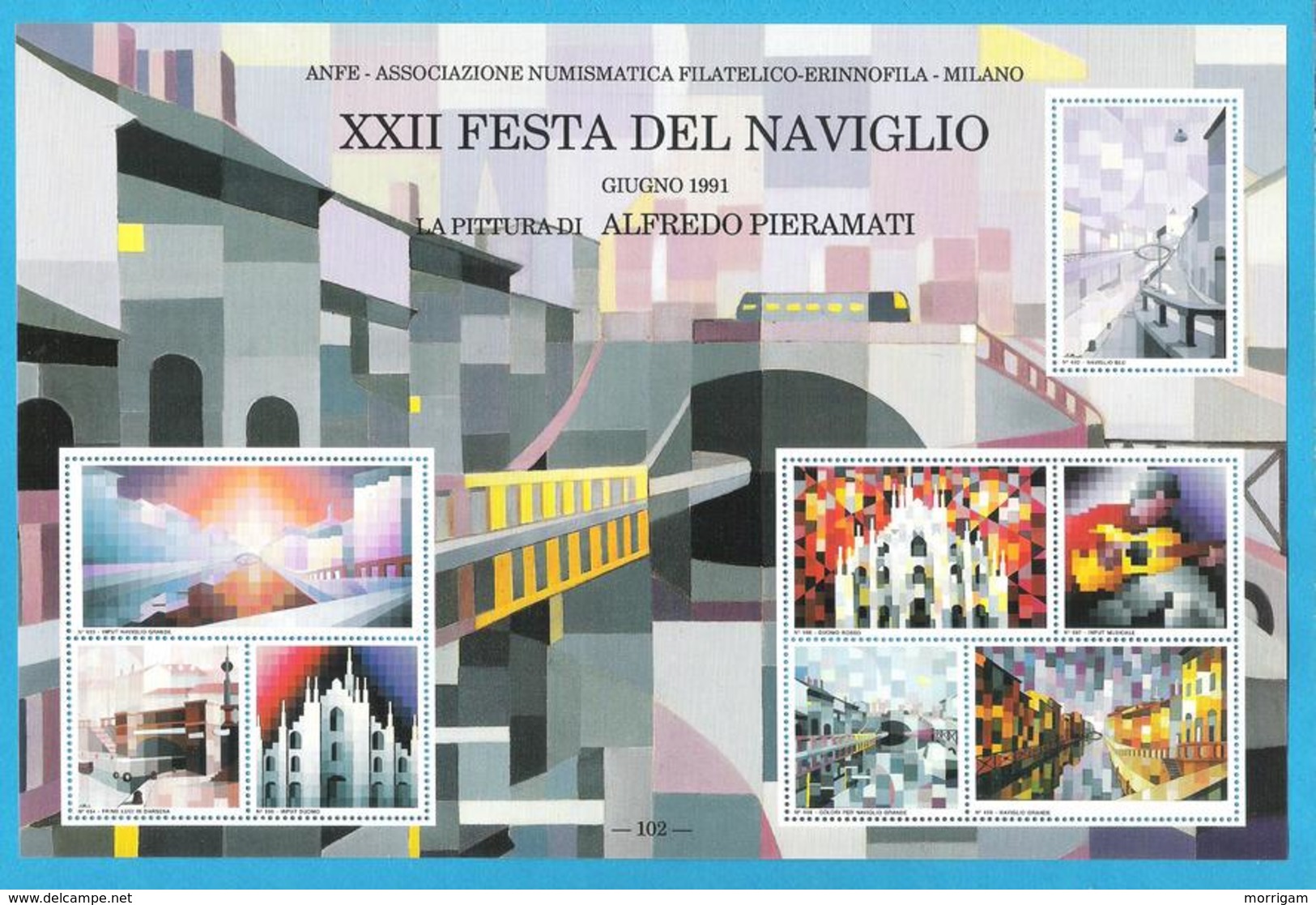 Erinnofilo 1991 ANFE La Pittura Di Alfredo Pieramati Milano XXII Festa Naviglio - Erinnofilia