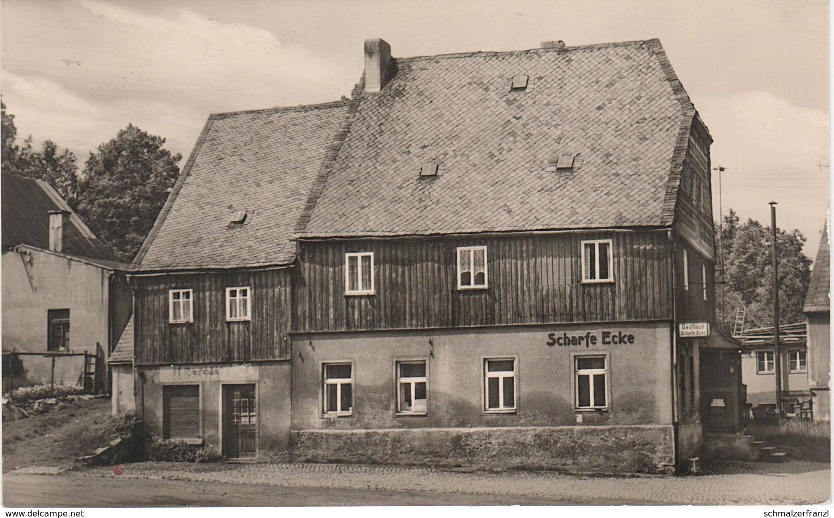 AK Grünhain HO Gaststätte Scharfe Ecke Beierfeld Aue Schwarzenberg Lauter Bernsbach Elterlein Schwarzbach Erzgebirge DDR - Gruenhain