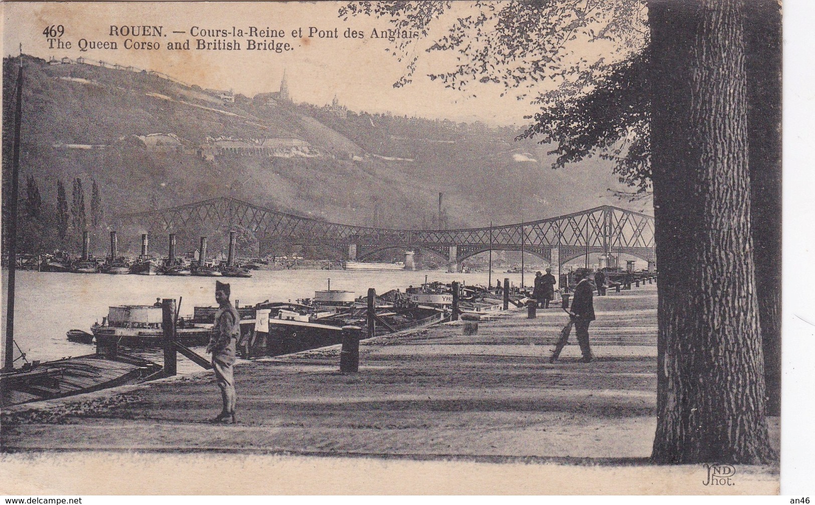 ROUEN COURS LA REINE ET PONT DES ANGLAIS  VG AUTENTICA 100% - Rouen