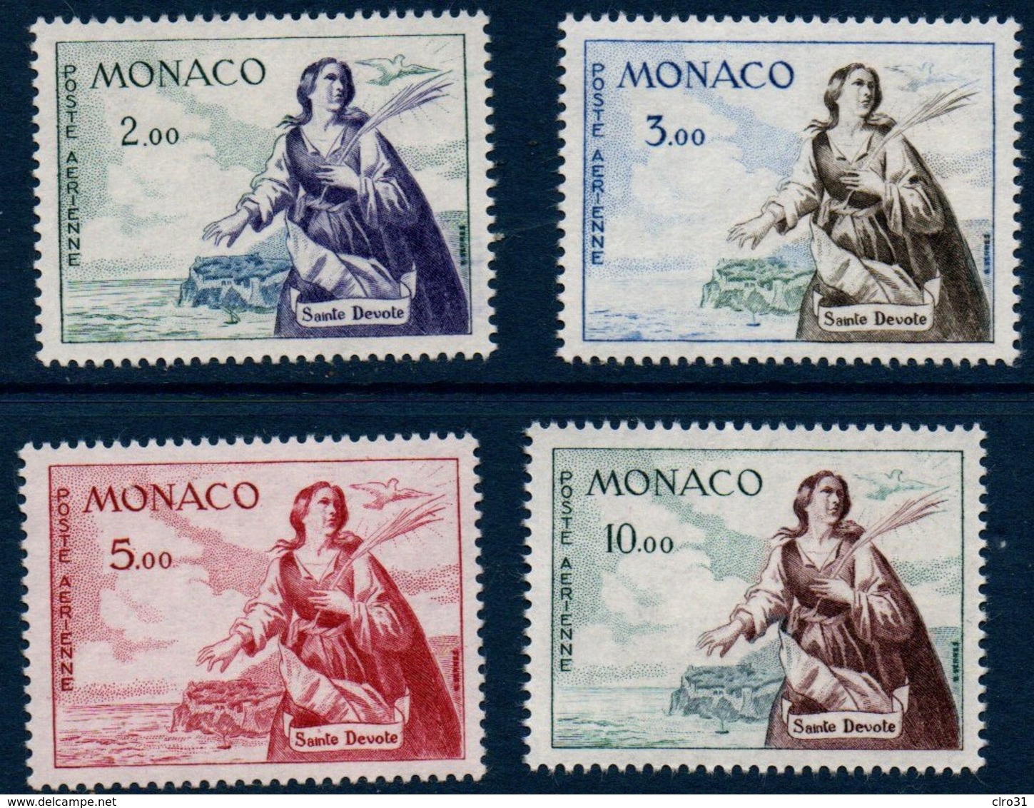 MONACO 1960-61  Sainte Dévote   N°YT  PA 73-75-77-78 ** MNH - Poste Aérienne