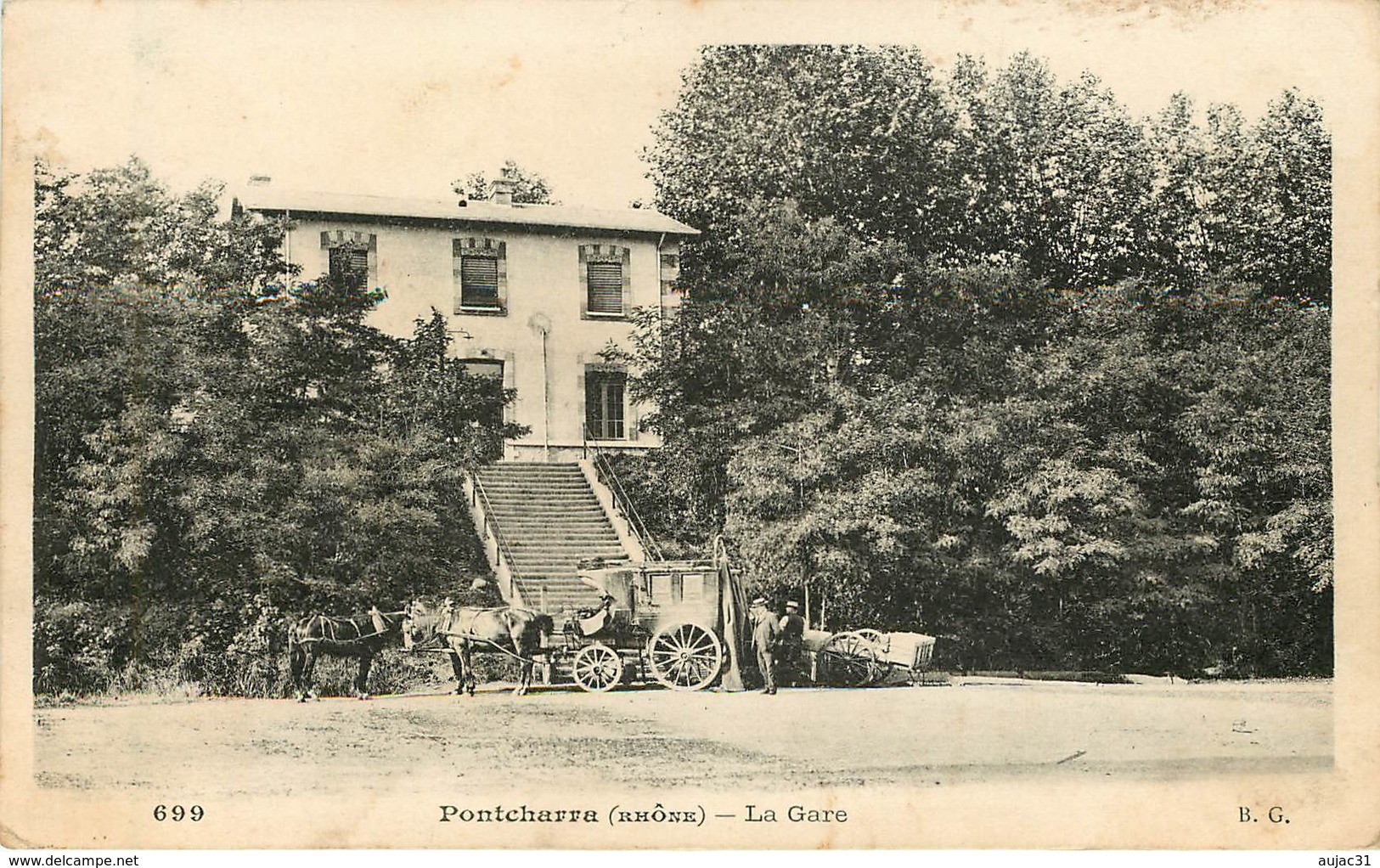 Dép 69 - Chemins De Fer - Gares - Attelage De Chevaux - Pontcharra Sur Turdine - La Gare - état - Pontcharra-sur-Turdine