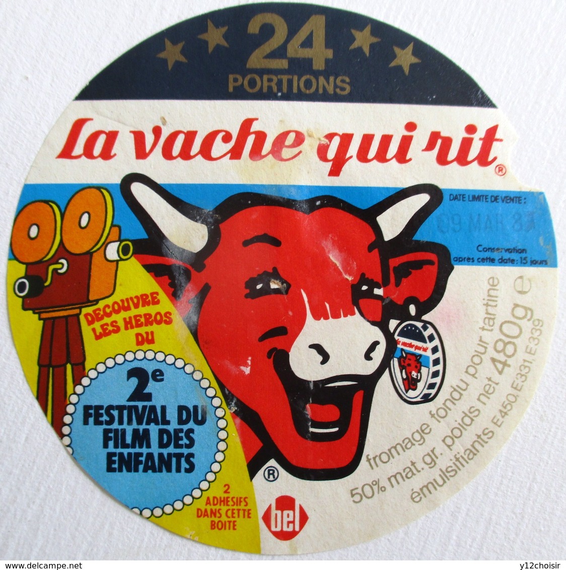 ETIQUETTE FROMAGE LA VACHE QUI RIT 24 PORTIONS CAMERA HEROS DU 2 EME FESTIVAL DU FILM DES ENFANTS - Quesos