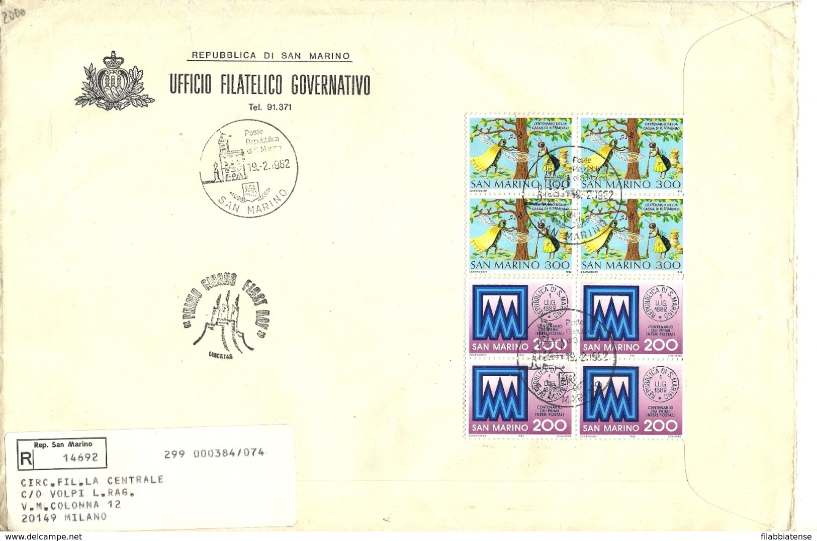 1982 - San Marino 1088 In Quartina + 1089 In Quartina - Lettera - Used Stamps