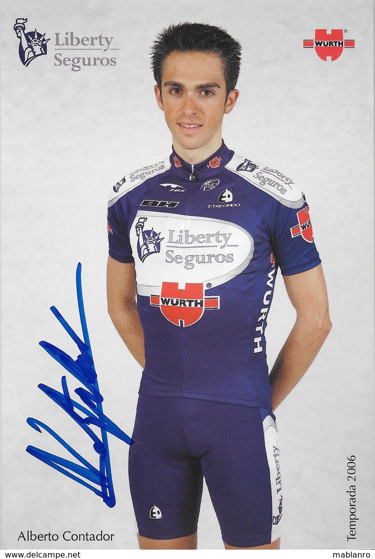 CARTE CYCLISME ALBERTO CONTADOR SIGNEE TEAM LIBERTY 2006 - Cyclisme