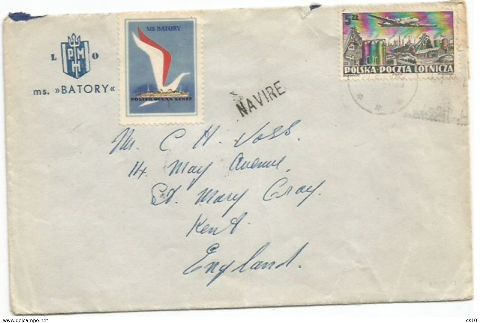 Polska Poland Paquebot Navire CV From MS Batory 21jun1953 To England - Lettres & Documents