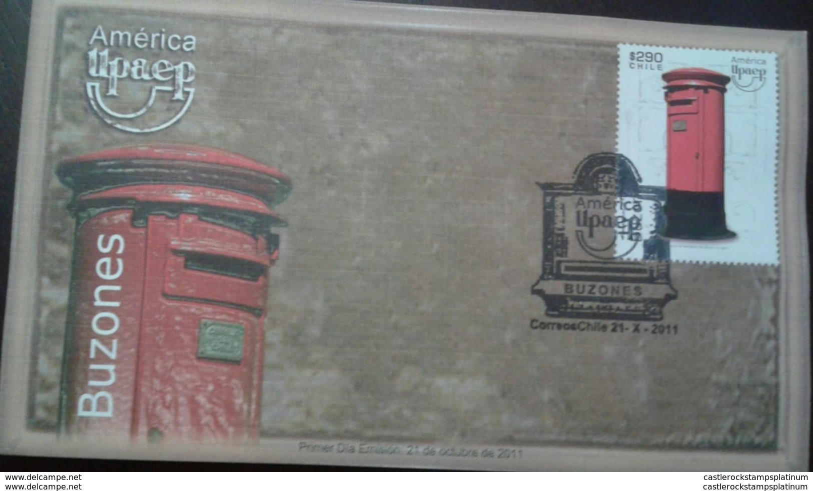 RL) 2011 CHILE, AMERICA UPAEP, MAILBOX, BOXERS, RED, 290P, FDC - Chile