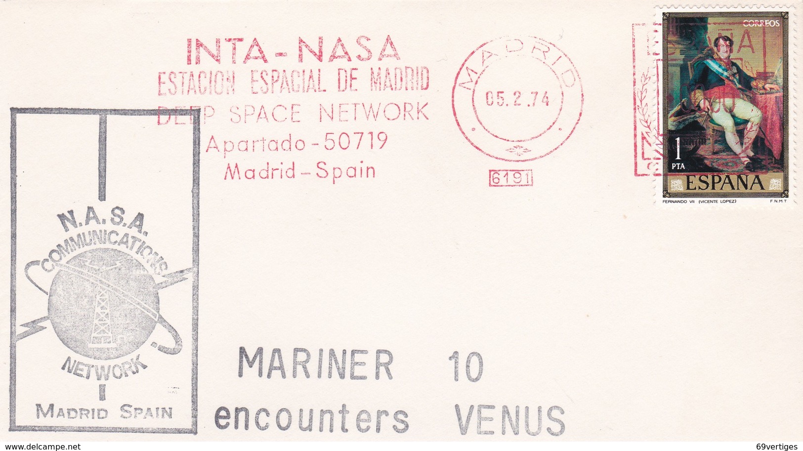 MARINER - 10, Encounters VENUS, INTA-NASA,Estacion Espacial De Madrid, 05-02'74 - Europa