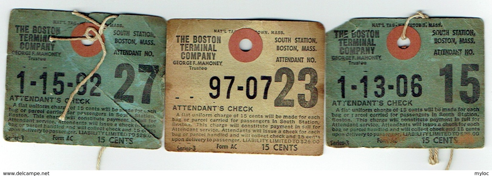 Etiquette. The Boston Terminal Company. South Station, Boston.Railway.Lot De 3 étiquettes. - Chemin De Fer