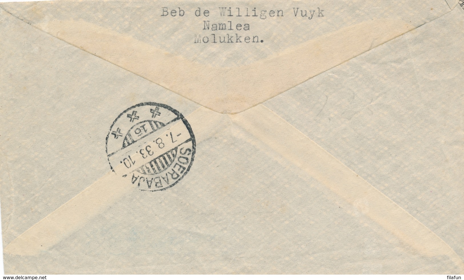 Nederlands Indië - 1933 - LP-cover Van LB NAMLEA Naar Heemstede / Nederland - Indes Néerlandaises
