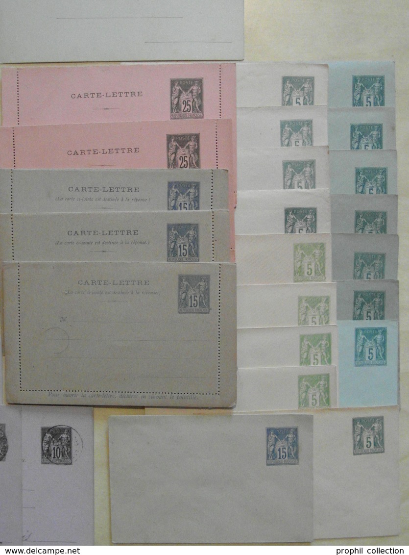 GROS LOT D'ENTIERS POSTAUX Au TYPE SAGE Dont CARTE-REPONSE CARTE-LETTRE ENVELOPPES BANDES Etc. NEUFS OBLITÉRÉS - Lots Et Collections : Entiers Et PAP