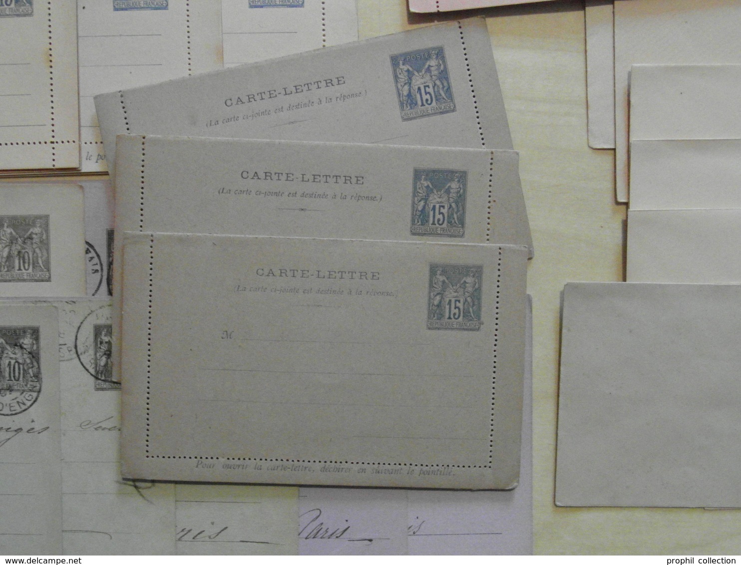 GROS LOT D'ENTIERS POSTAUX au TYPE SAGE dont CARTE-REPONSE CARTE-LETTRE ENVELOPPES BANDES etc. NEUFS OBLITÉRÉS