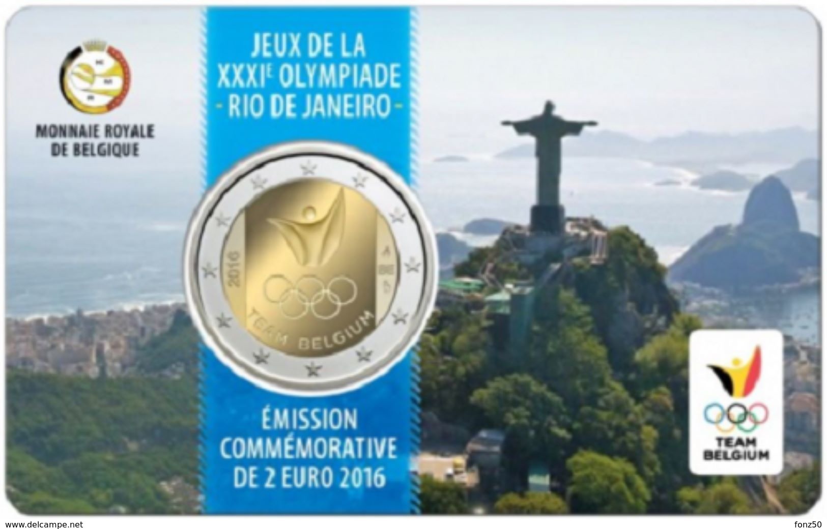 2 Euro 2016   Olympiade RIO DE JANEIRO  Frans * COINCARD * U N C * - Belgique