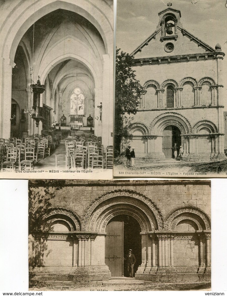 Lot De 3 CPA - MEDIS - L'Eglise - Autres & Non Classés