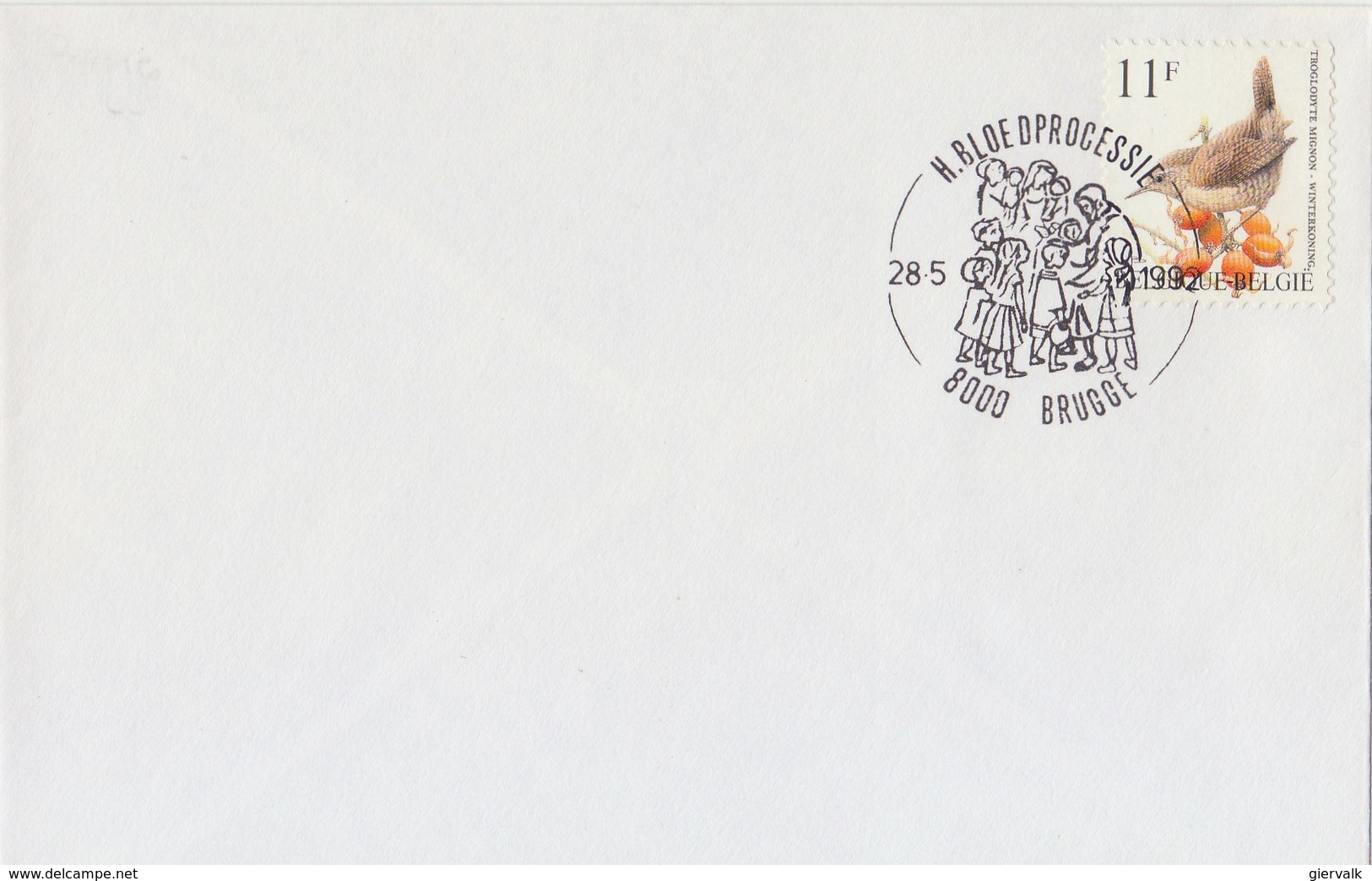 BELGIUM Enveloppe Winterkoning Stempel Bloedprocessie.BARGAIN.!! - 1985-.. Vogels (Buzin)
