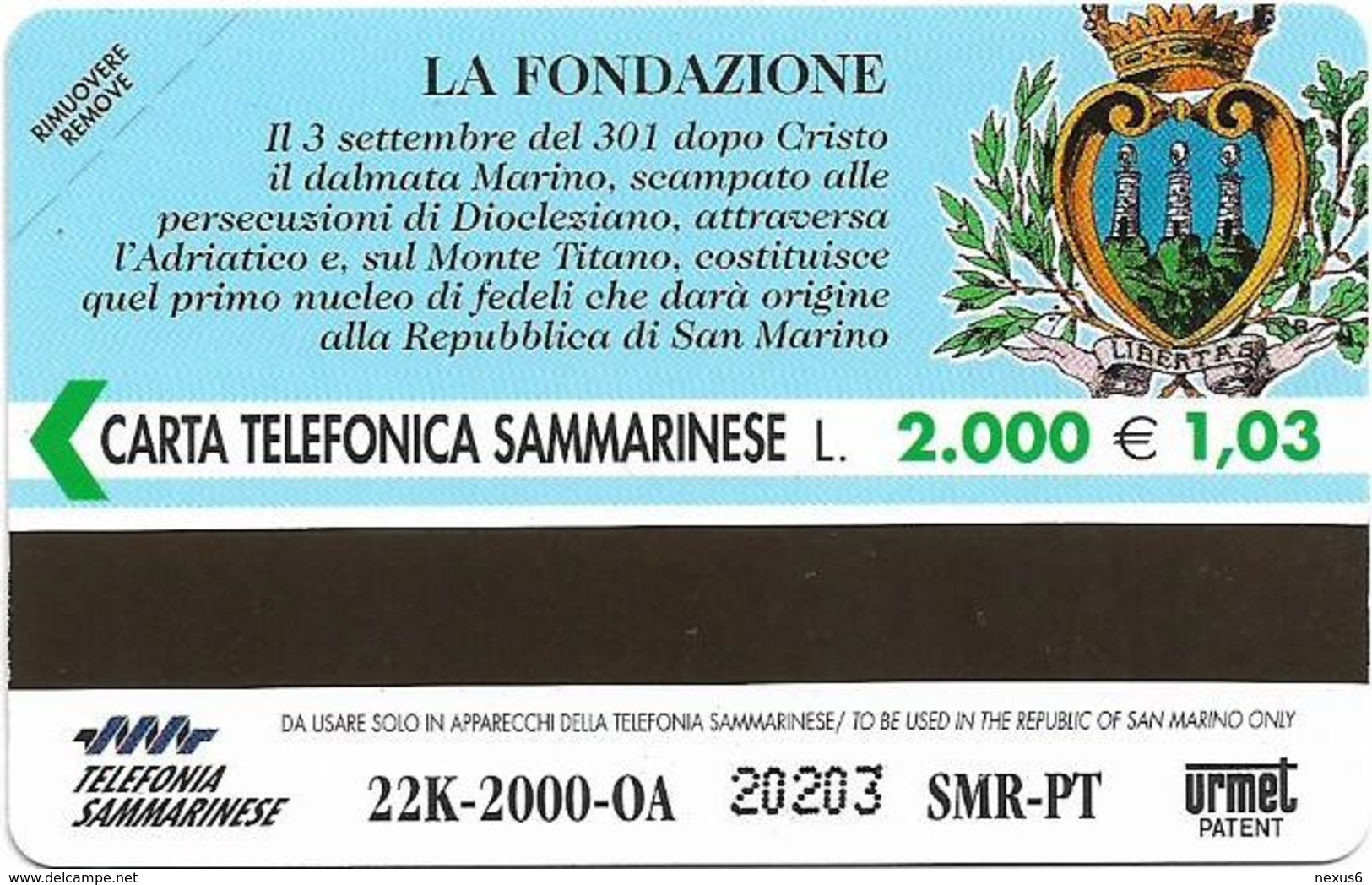 San Marino - 1700 Anni Di Vita, 02.2000, 2.000₤, 22.000ex, Mint - Saint-Marin