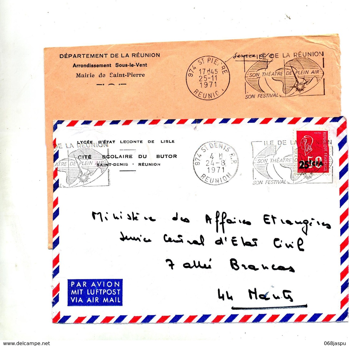 Lettre Flamme Saint Denis  Reunion Theatre - Mechanical Postmarks (Advertisement)