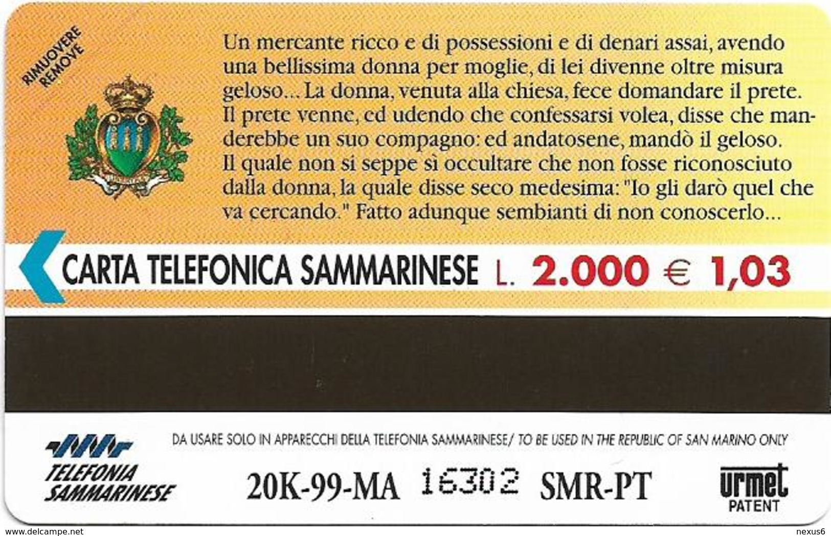 San Marino - Decamerone, 09.1999, 2.000₤, 20.000ex, Mint - Saint-Marin