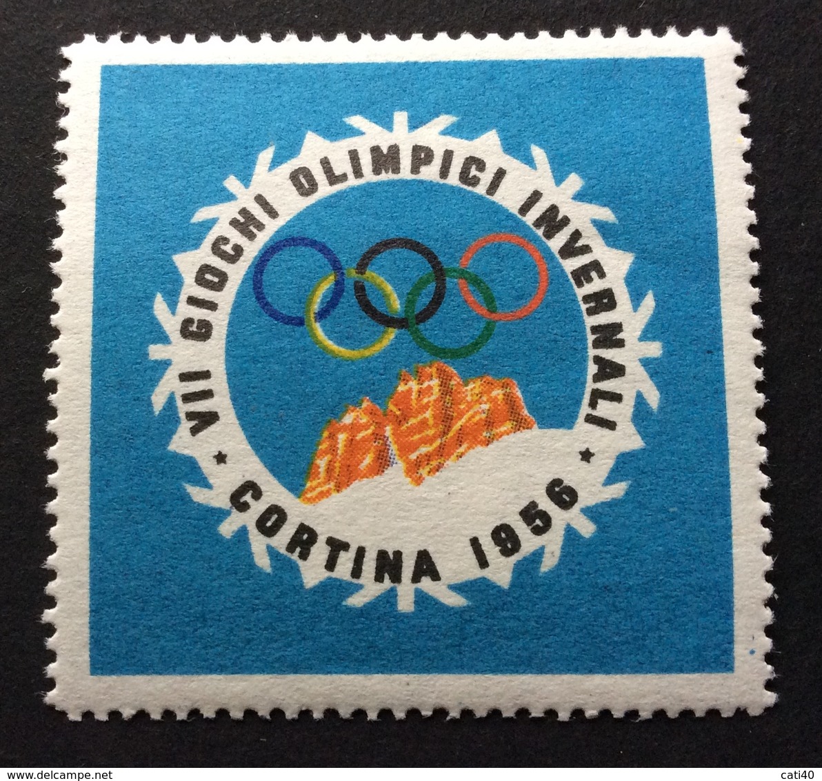 OLIMPIADI INVERNALI CORTINA D'AMPEZZO 1956  SIMBOLO LOGO   ETICHETTA PUBBLICITARIA   ERINNOFILO - Erinnofilia