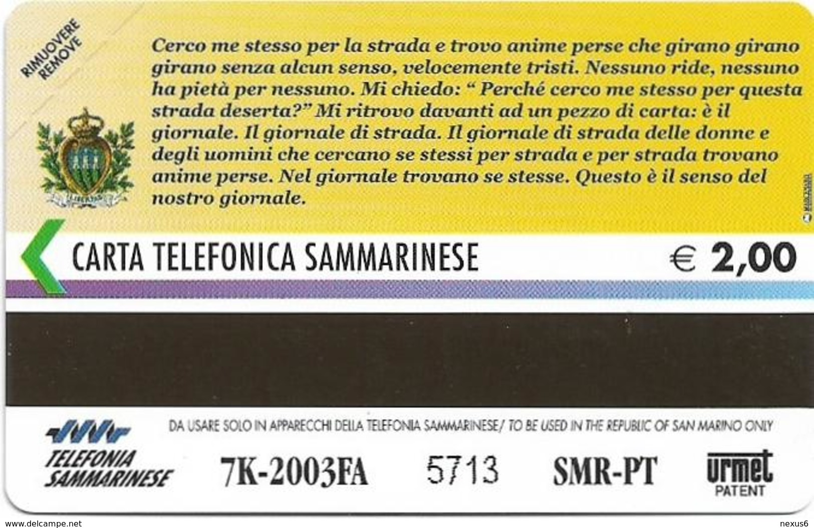 San Marino - Il Giornale - 2€, 7.000ex, 07.07.2003, Mint - San Marino