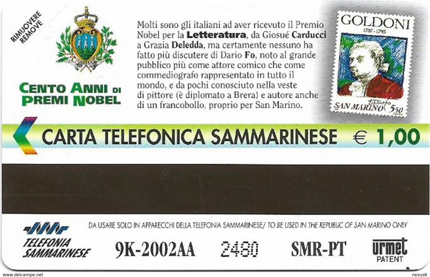 San Marino - La Letteratura - 1€, 9.000ex, 25.02.2002, Mint - San Marino