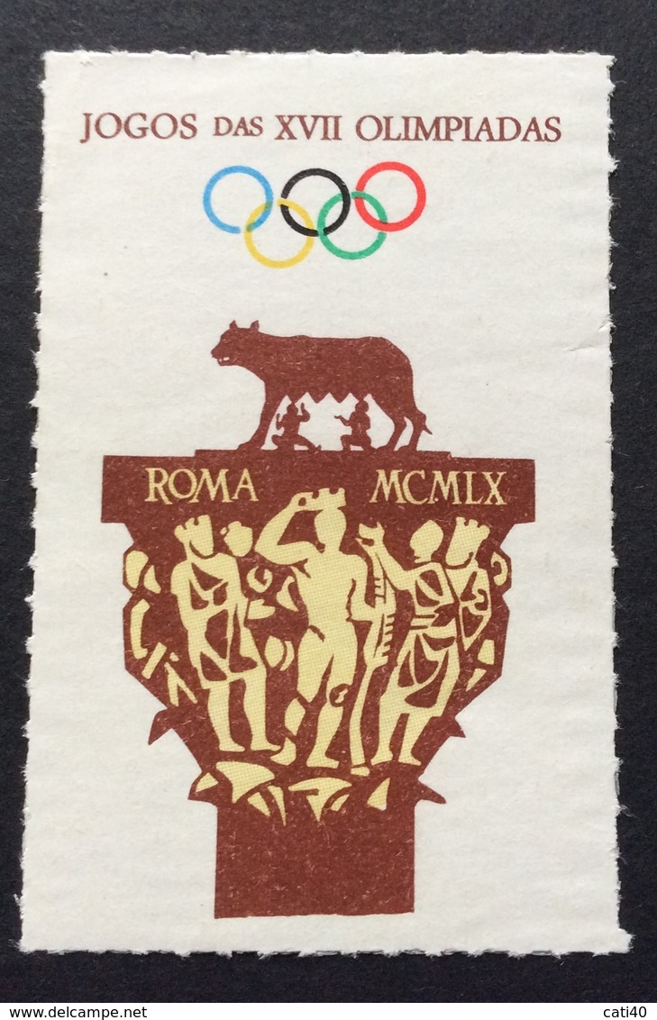 OLIMPIADI DI ROMA JOGOS DAS XVII OLIMPIADI  CAPITELLO LUPA E ANELLI OLIMPICI   ETICHETTA PUBBLICITARIA   ERINNOFILO - Erinnofilia