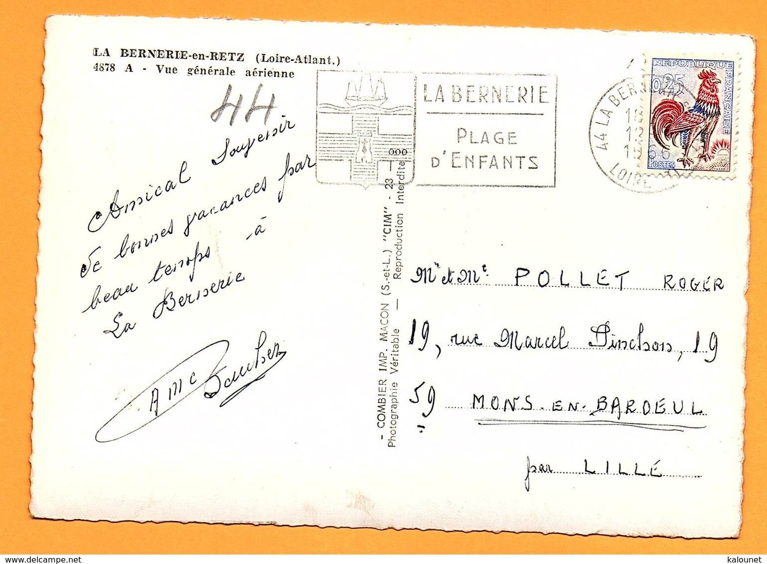 Carte Postale Noir Et Blanc " Vue Générale Aérienne " à LA BERNERIE-EN-RETZ - La Bernerie-en-Retz