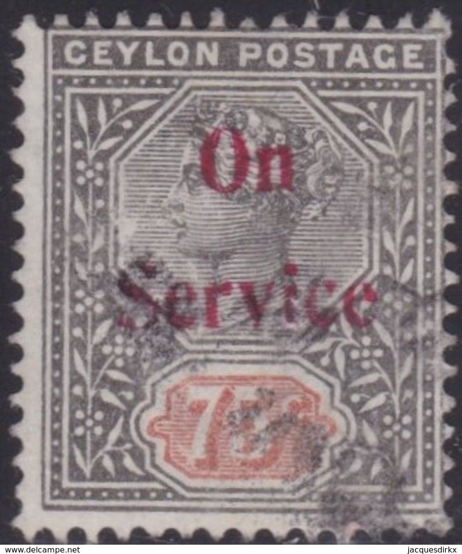 Ceylon     .     SG      .     O 21       .      O    .   Cancelled    .    /    .   Gebruikt - Ceylon (...-1947)