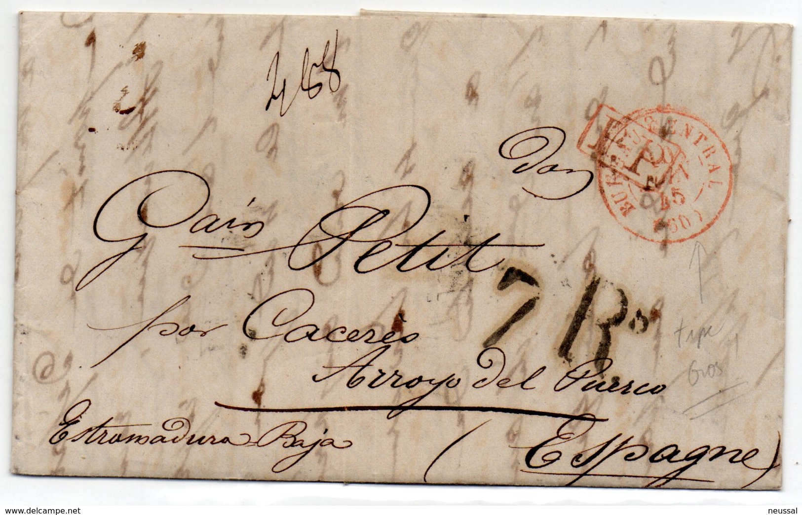 Carta Prefilatelica  Dirigida A Arroyo Del Puerco (caceres) Procedente De Bayona. - ...-1850 Préphilatélie
