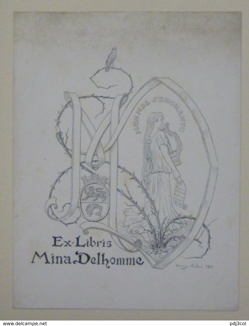 Ex-libris Illustré Français XXème - MINA DELHOMME - Ex-libris