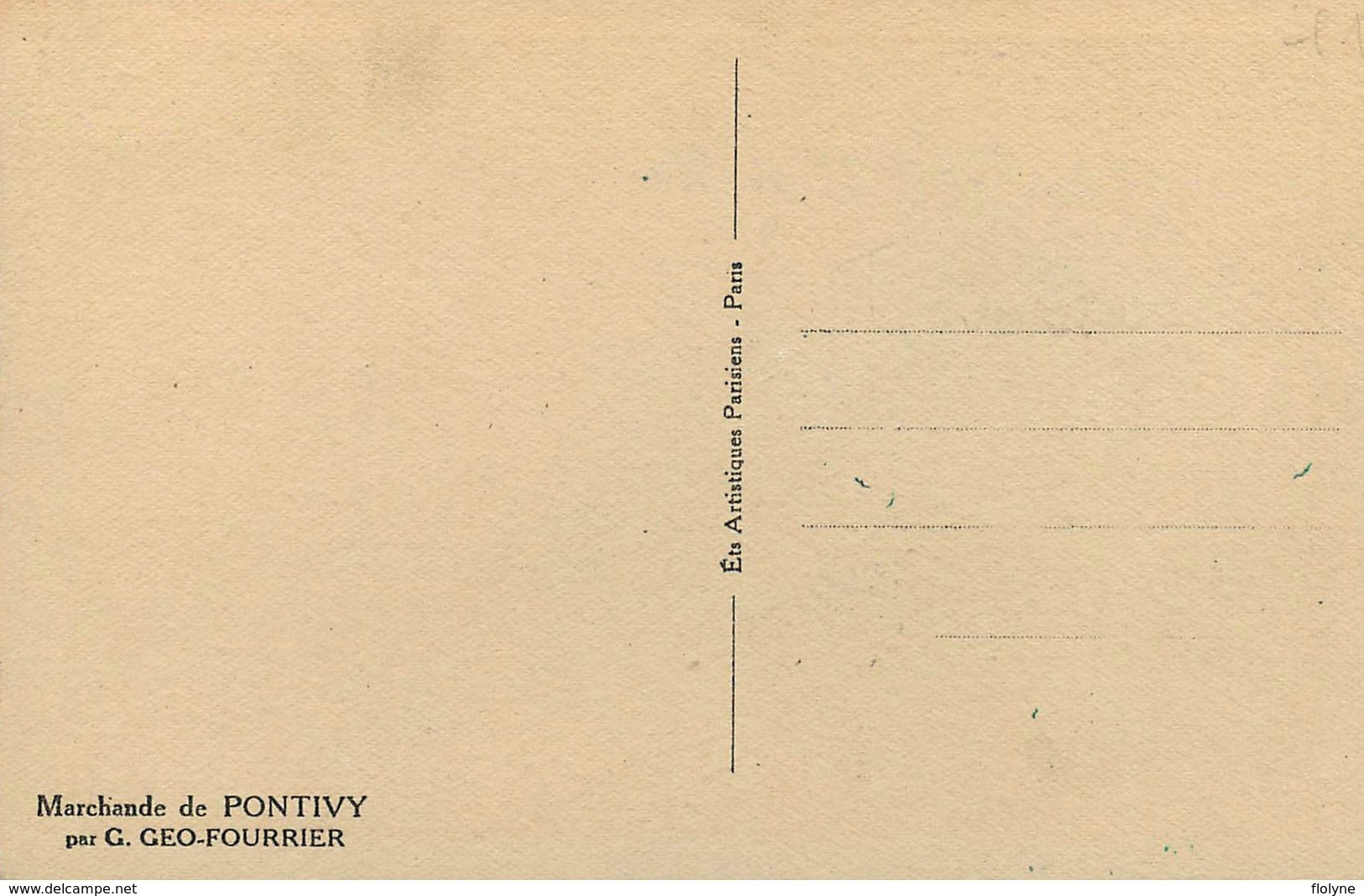 Pontivy - Marchande De Pontivy - Marché - Illustrateur Géo Fourrier - Cpa Peinte Aquarellée Ancienne - Pontivy