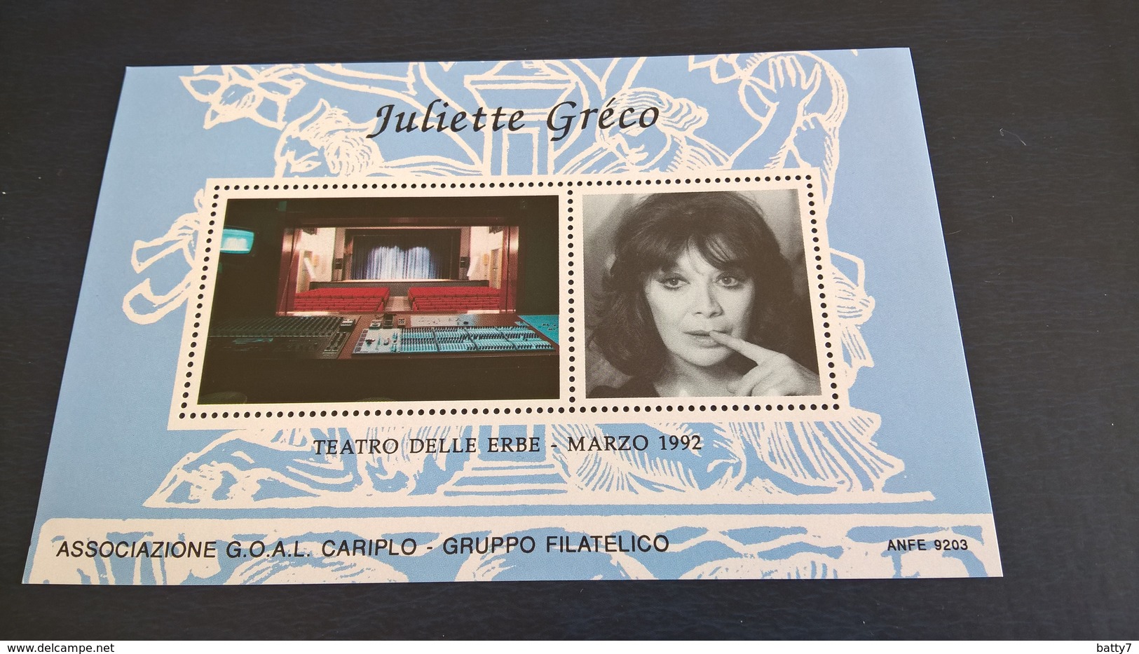 ERINNOFILI VIGNETTE CINDERELLA - 1992 JULIETTE GRECO - Erinnofilia