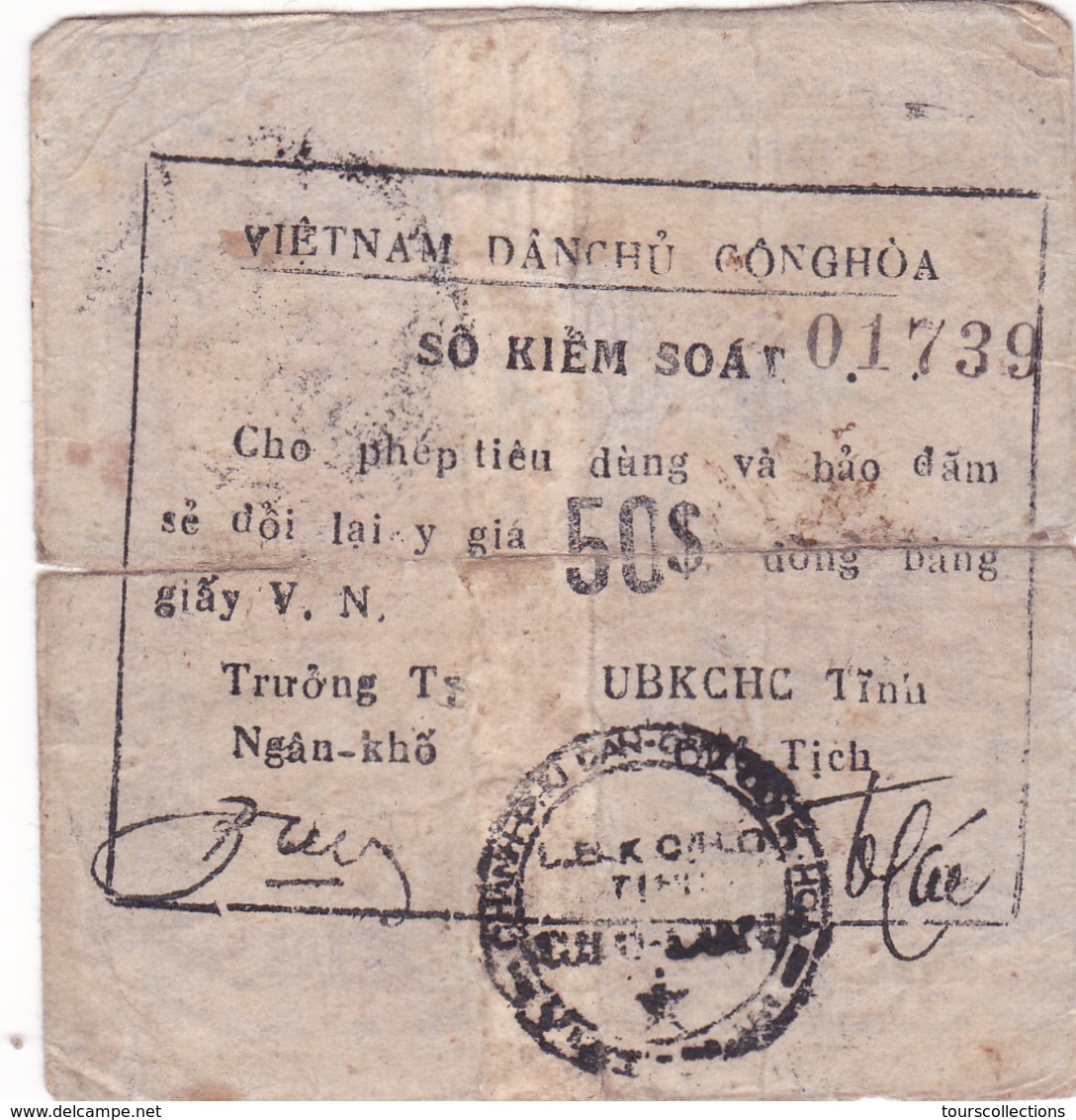 BILLET VIETNAM 50 $ Sur Ancien Billet De 100 Piastres D'Indochine - Viêt-Nam