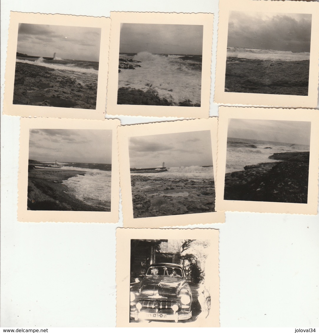 Lot 7 Photos Format 7 X 7 Cm - 1952 SAUSSET Les Pins Bouches Du Rhône Dont Voiture Et Phare - 2 Scan - Lieux