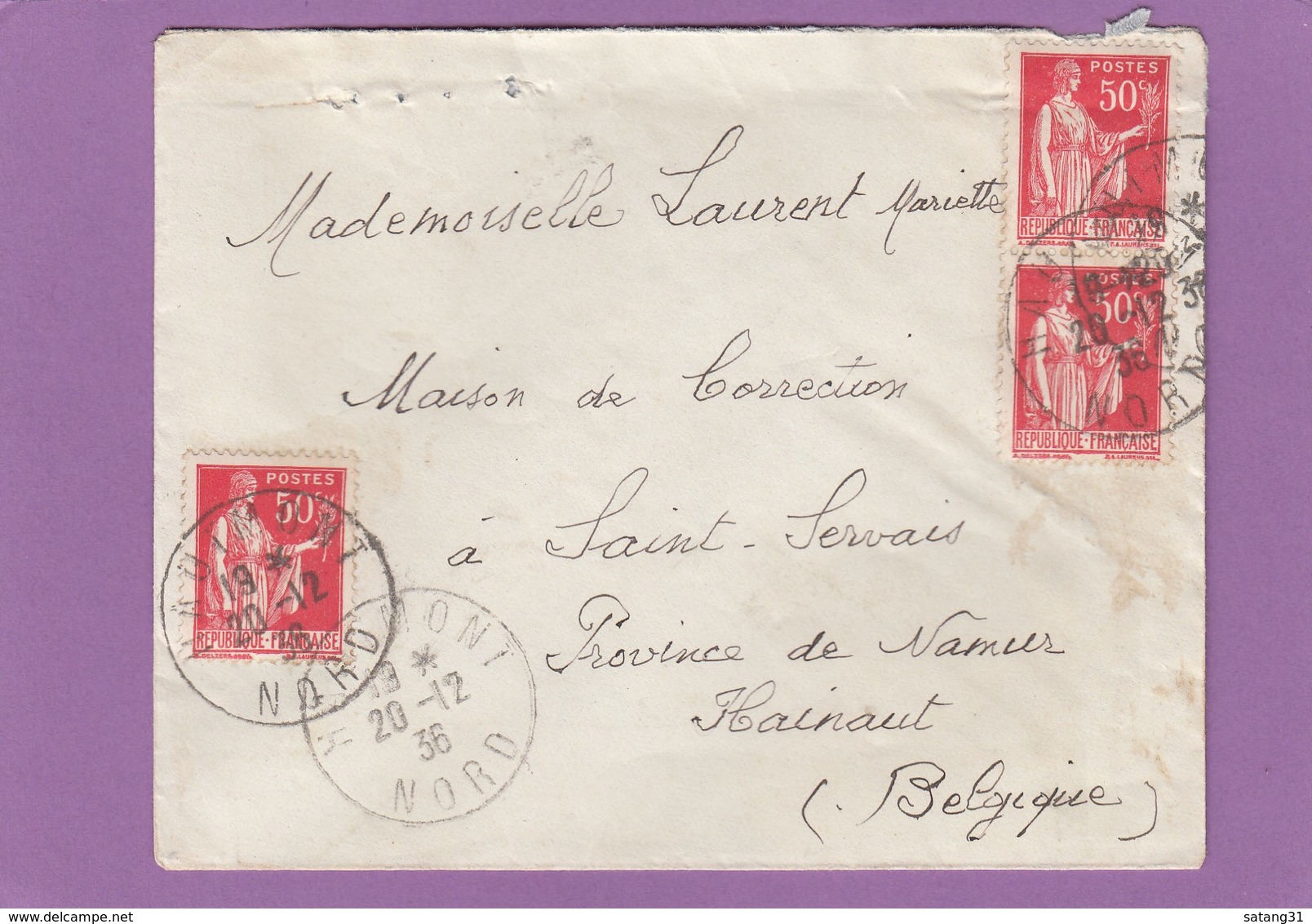 LETTRE DE HAUTMONT POUR UNE DEMOISELLE D'UNE MAISON DE CORRECTION A SAINT-SERVAIS,NAMUR. - Briefe U. Dokumente