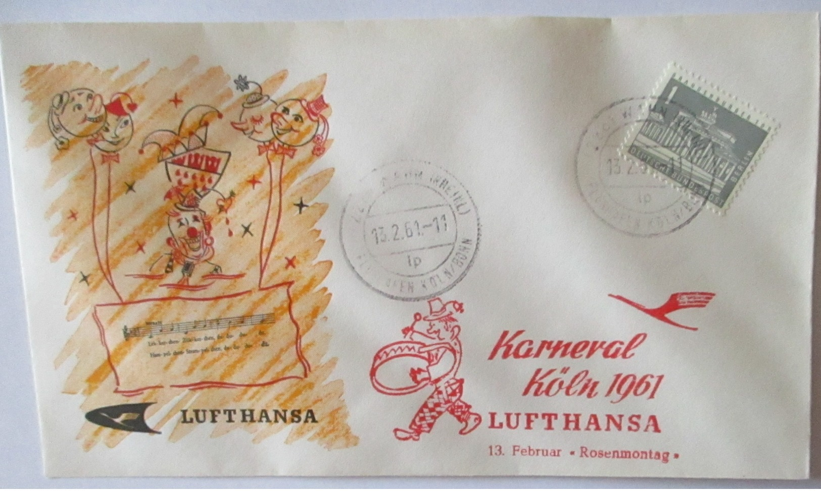 Köln Karneval 1961 Lufthansa Sonderbrief (19144) - Kostüme