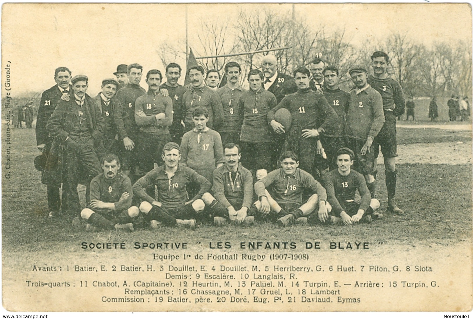 Gironde équipe De Football Rugby Des Enfants De Blaye 1907-08 ( Avec Les Noms) - Blaye