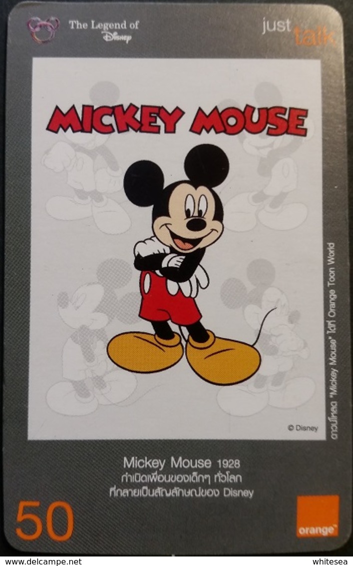 Mobilecard Thailand - Orange - The Legend Of Disney  - Mickey Mouse - Thaïland