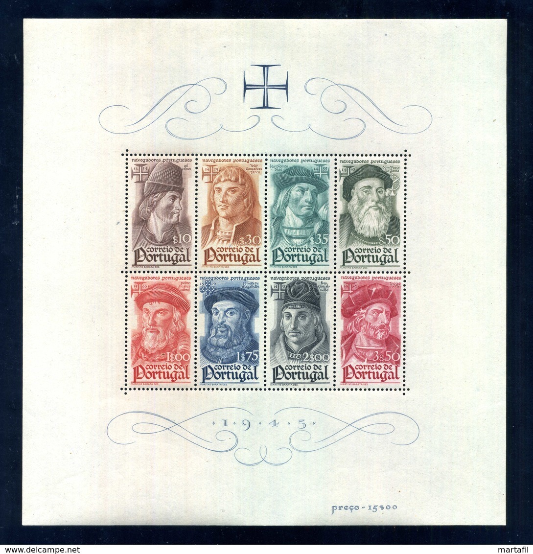 1945 PORTOGALLO BF7 MNH ** GOMMA INTEGRA Navigatori Portoghesi - Blocchi & Foglietti