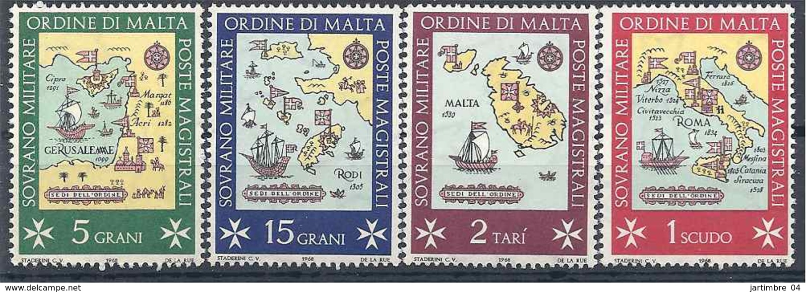 1968 ORDRE DE MALTE 23-26** Cartes, Siège, Bateaux - Malte (Ordre De)