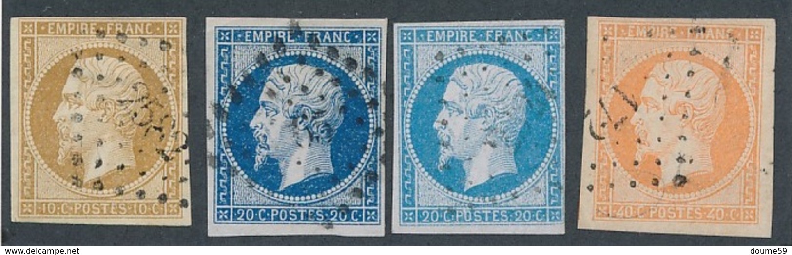 CR-68: FRANCE: Lot  Avec N°13B-14A-14Ac-16 Obl - 1853-1860 Napoléon III