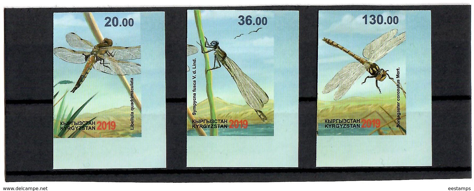 Kyrgyzstan.2019 Fauna Of Kyrgyzstan.Dragonflies.Imperf. 3v :20,36,130 - Kirghizistan