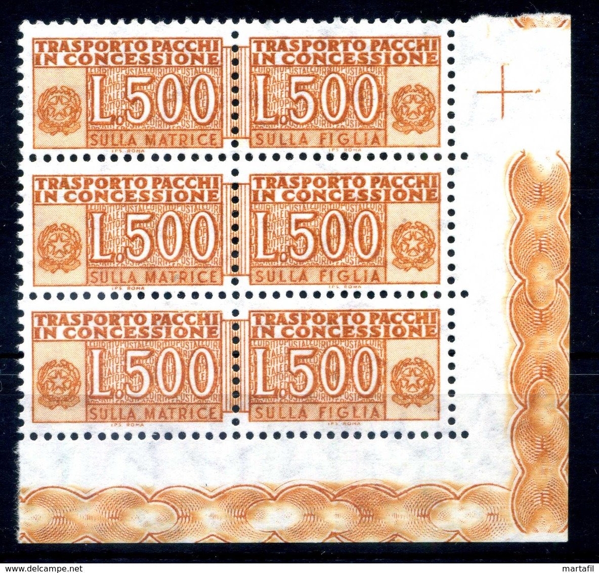 1955-81 REP. IT. PACCHI CONCESSIONE N.19 MNH ** BLOCCO - Pacchi In Concessione