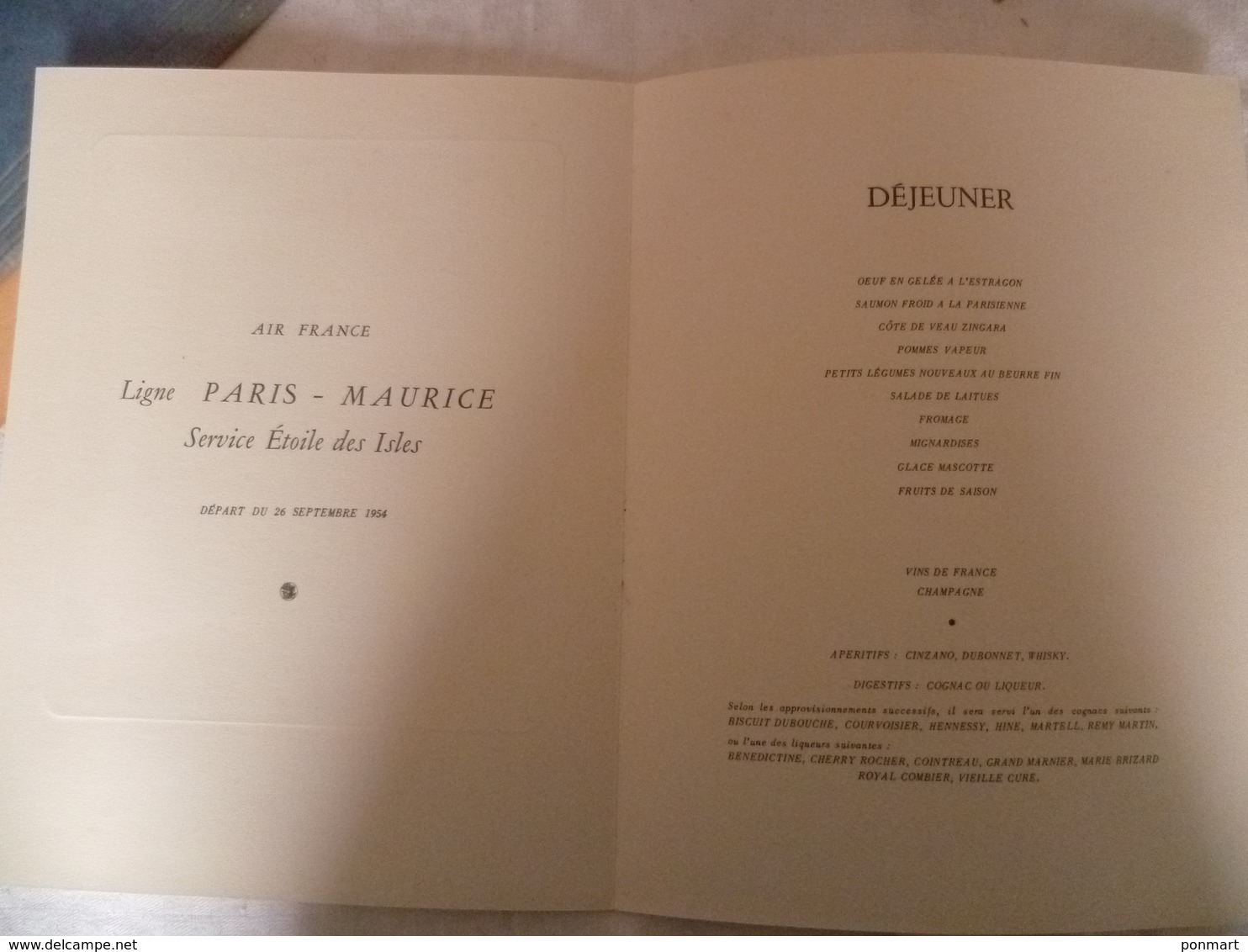 Air France Menu Déjeuner Ligne Paris - Maurice Service étoile Des Isles , Cathédrale Notre Dame - Menus