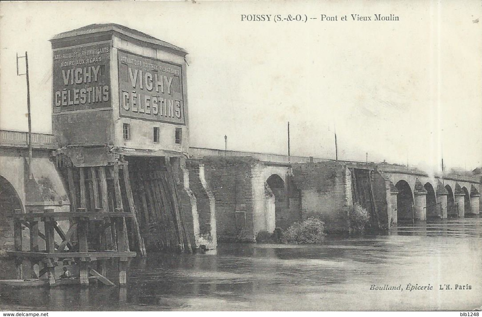 [78] Yvelines > Poissy Pont Et Moulin Publicité Vichy Celestins Rare - Poissy