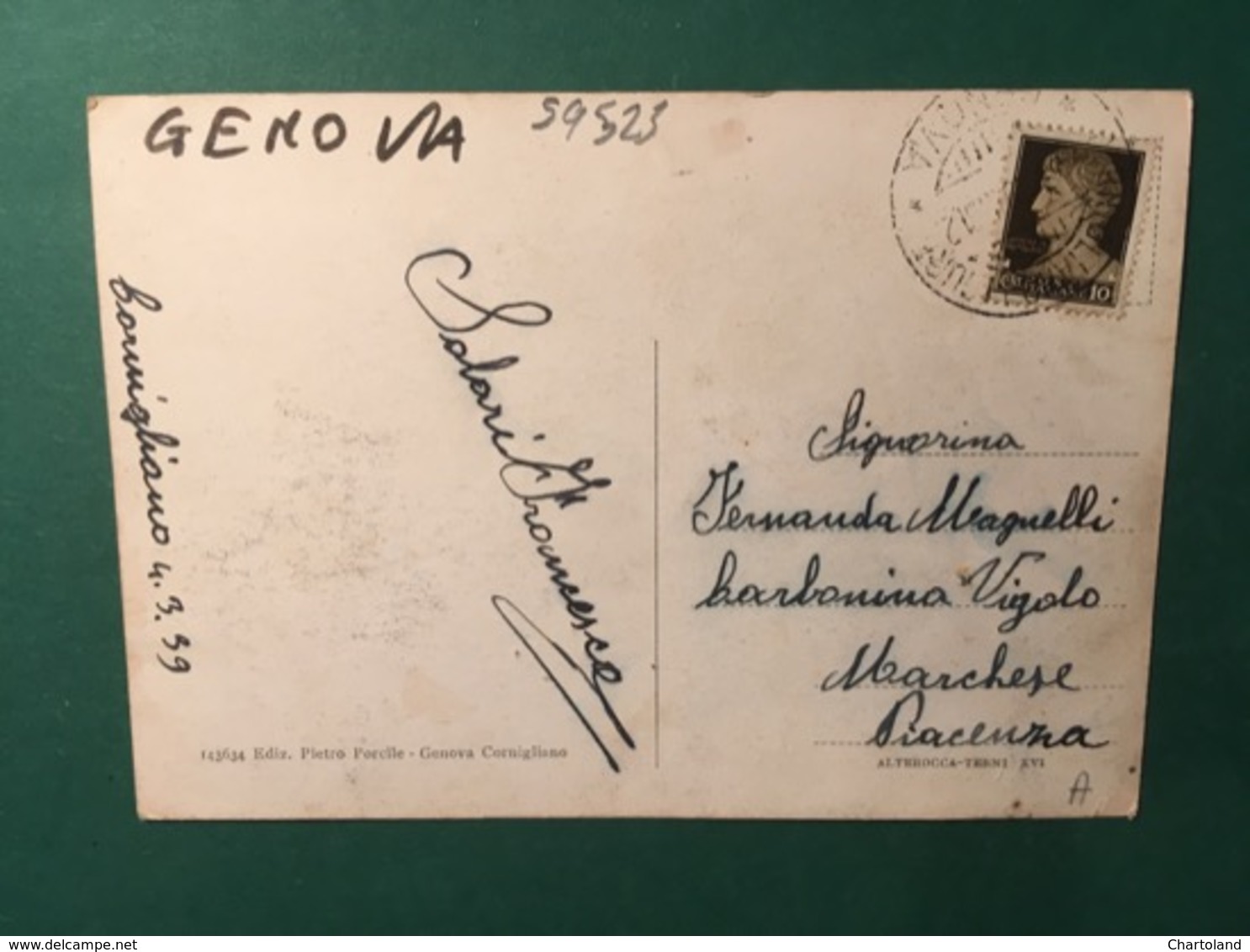 Cartolina Genova - Via Conigliano - 1939 - Genova