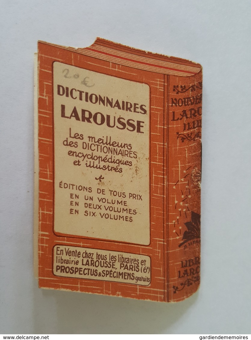 1933 Petit Calendrier en Trompe l'Oeil - Nouveau Petit Larousse Illustré, Dictionnaire - Bel état