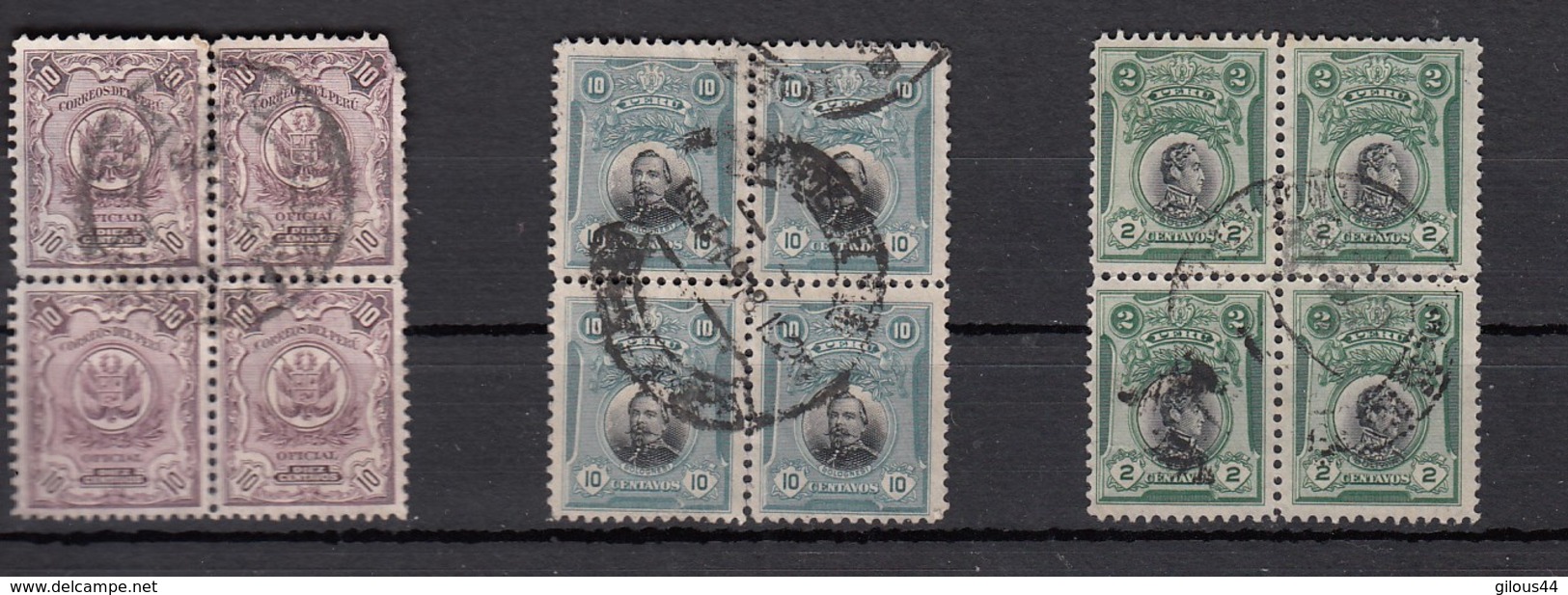 Peru  1918  3 Blocde 4 Timbres - Pérou