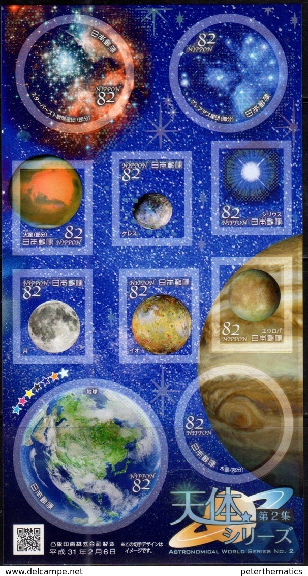 JAPAN, 2019, MNH,ASTRONOMY, PLANETS, SHEETLET WITH HOLOGRAM - Astronomy